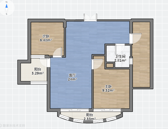 绿城玉兰公寓 2室2厅1卫 93m&sup2;