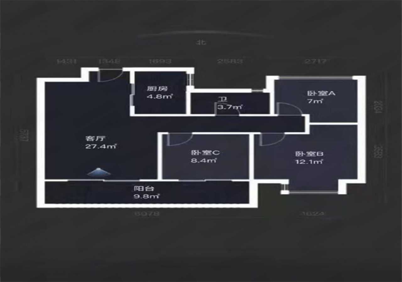 时光漫城 3室2厅1卫 92m&sup2;