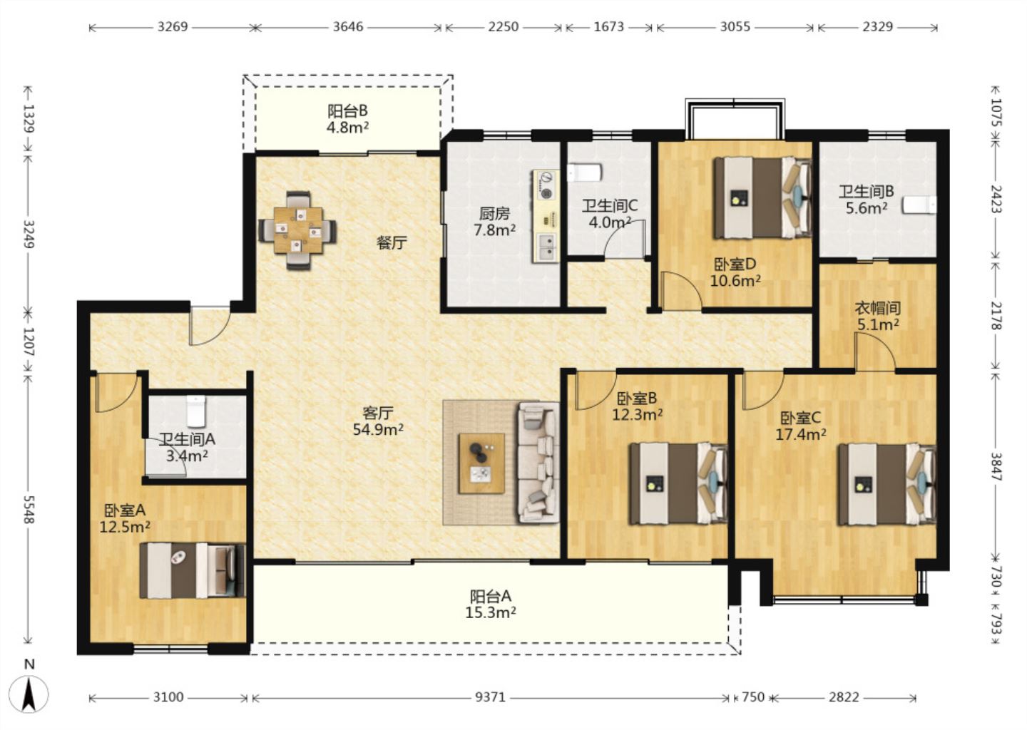 春江阅 4室2厅3卫 185m&sup2;
