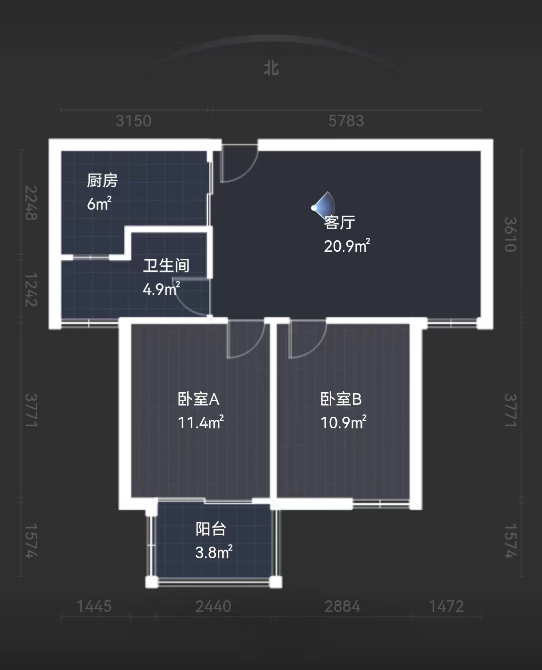 炜赋花苑 2室2厅1卫 78m&sup2;