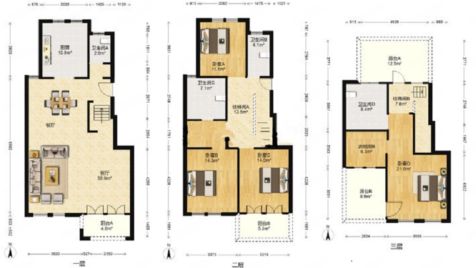 山水壹号 4室2厅4卫 245m&sup2;