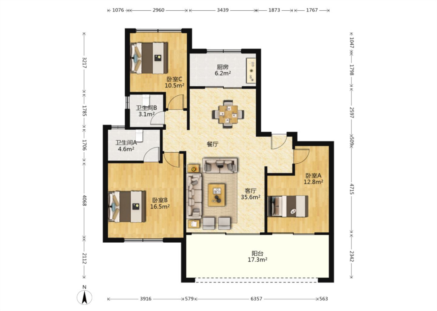 远创东樾 3室2厅2卫 123.2m&sup2;