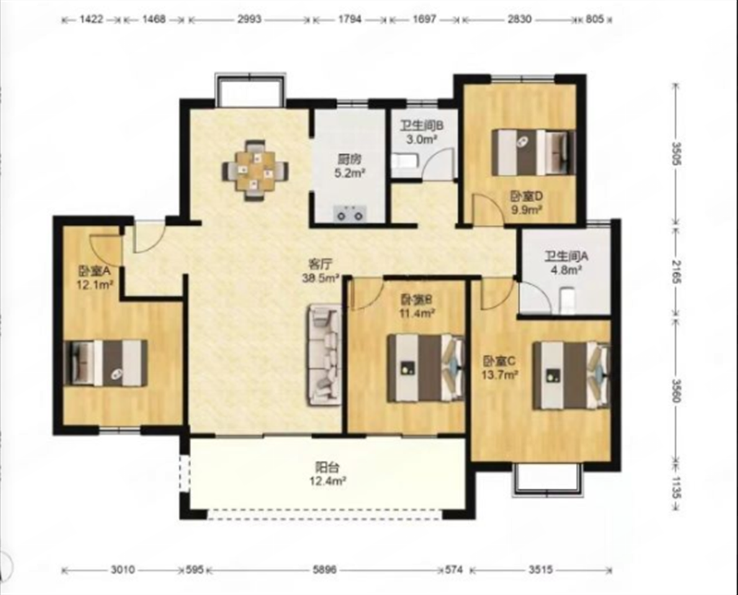 林肯公园 4室2厅2卫 122m&sup2;