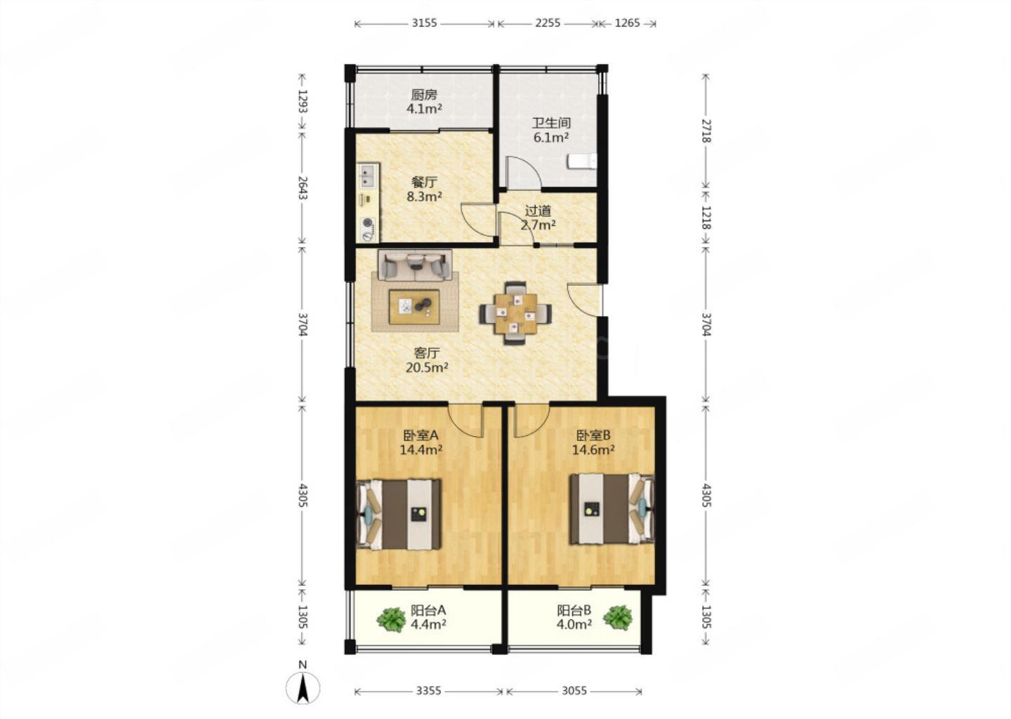德民花苑东区 3室2厅1卫 101m&sup2;