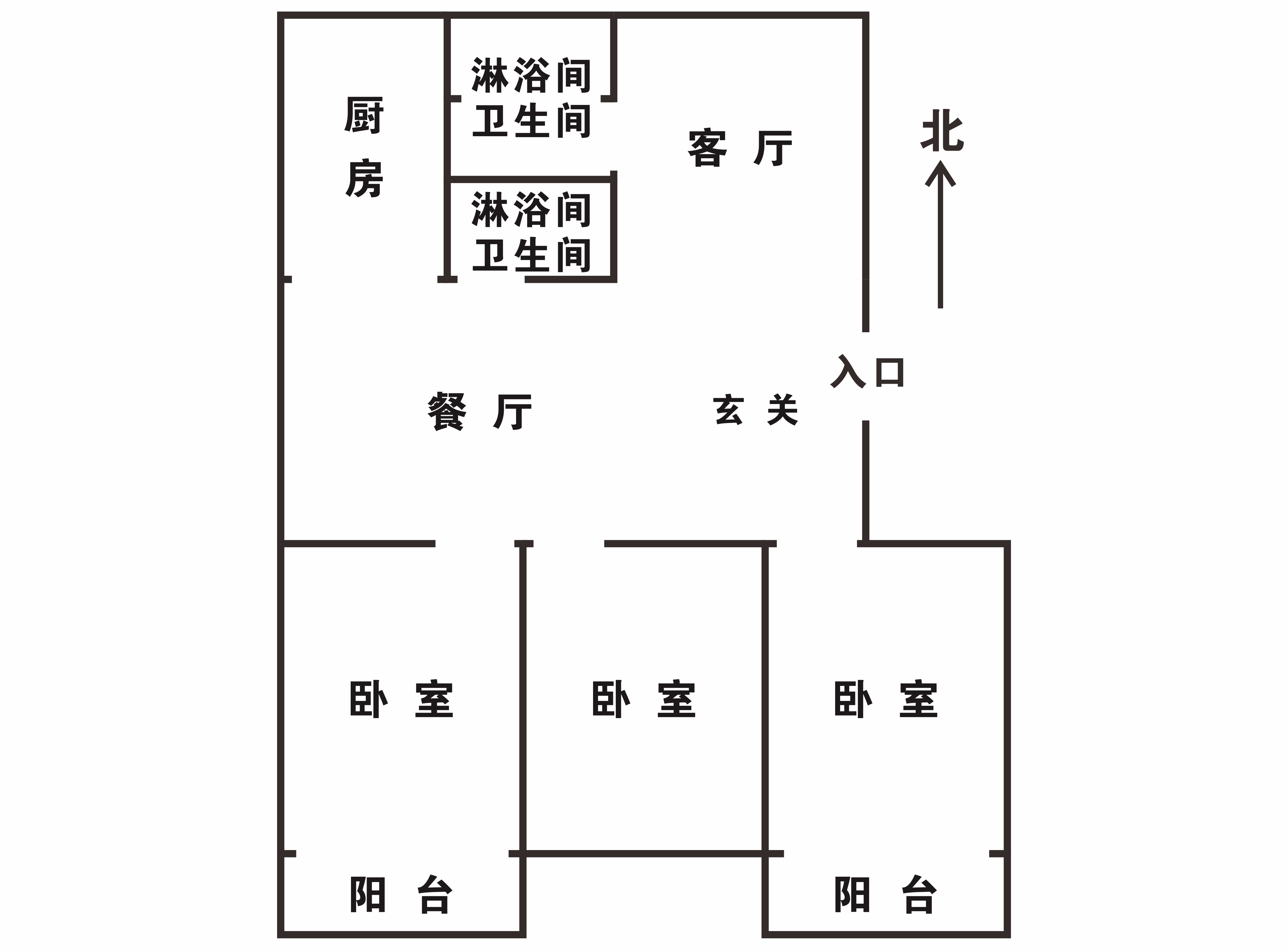 南方公寓 3室2厅1卫 120.00m&sup2;
