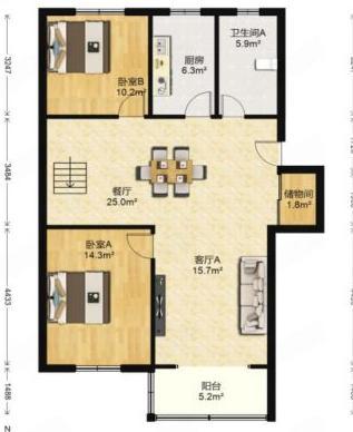 永和佳苑东区 2室2厅1卫 98m&sup2;