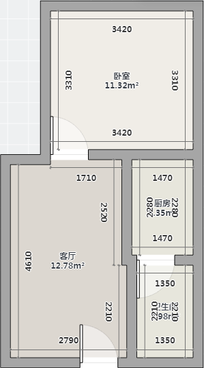 学士府 1室1厅1卫 40m&sup2;