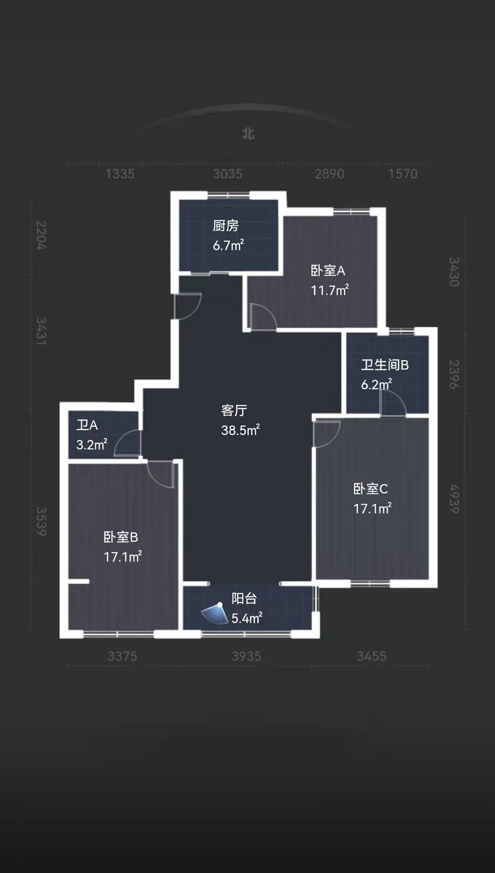 中兴兰溪荟 3室2厅1卫 135.00m&sup2;