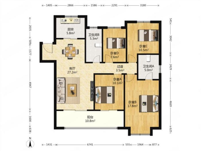 新城香溢紫郡 3室0厅0卫 138.00m²