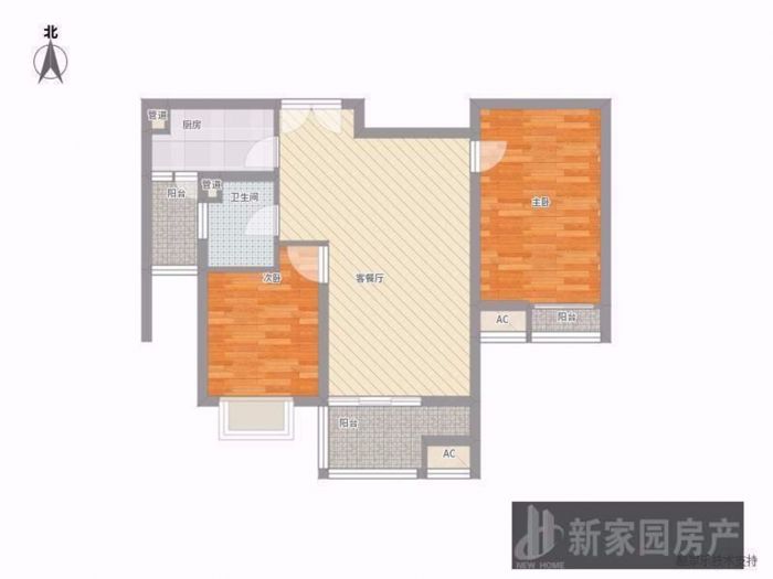 恒盛豪庭 2室1厅1卫 94.08m&sup2;