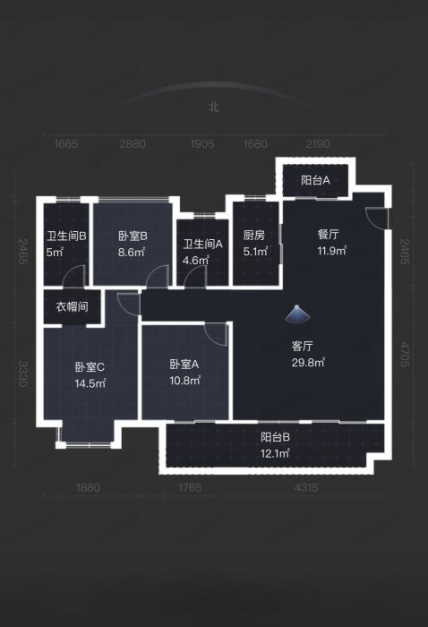 云樾东方 3室2厅2卫 135m&sup2;