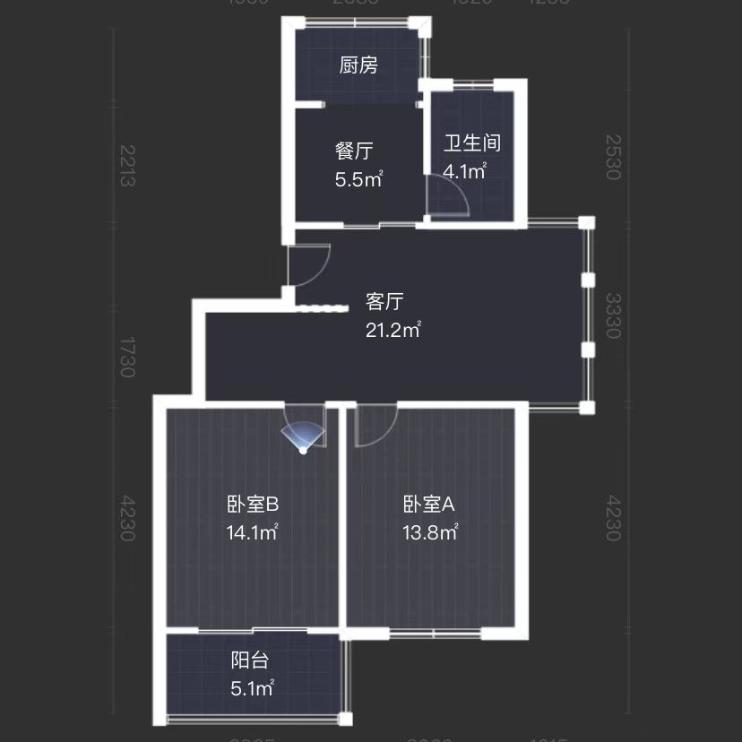 星竹花园 3室2厅1卫 75m&sup2;