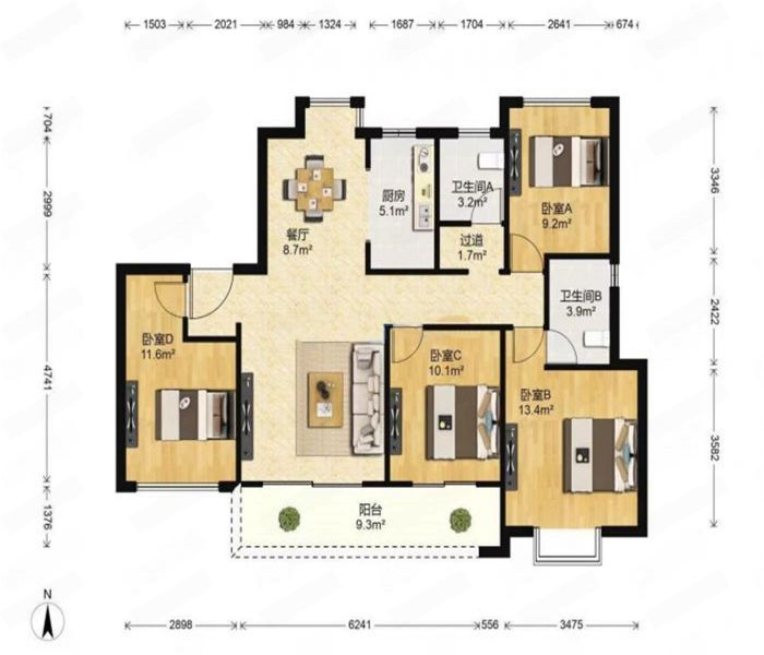 春风南岸东园 5室2厅2卫 142.87m&sup2;