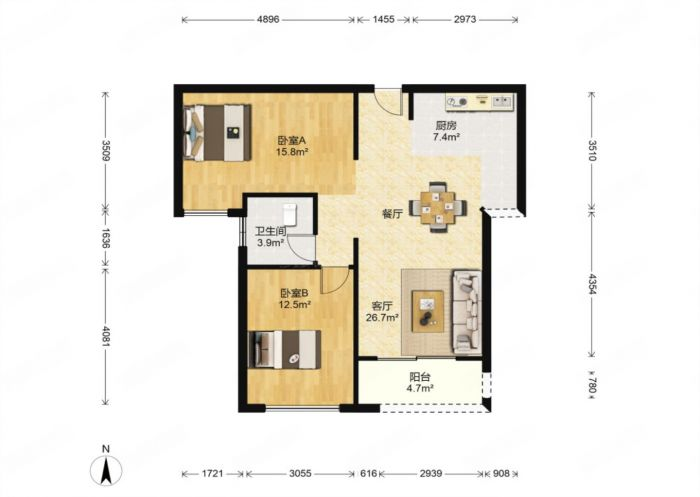 悦达悦海名邸 2室厅卫 88m&sup2;
