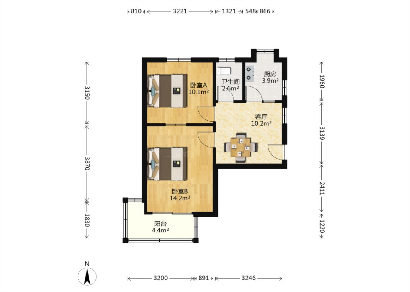 光明新村 2室1厅1卫 54.26m&sup2;