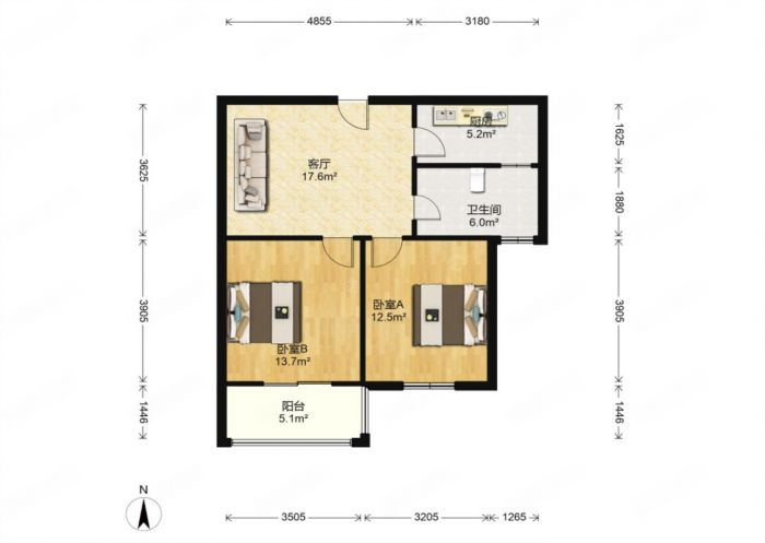 学士府 2室1厅1卫 88m&sup2;