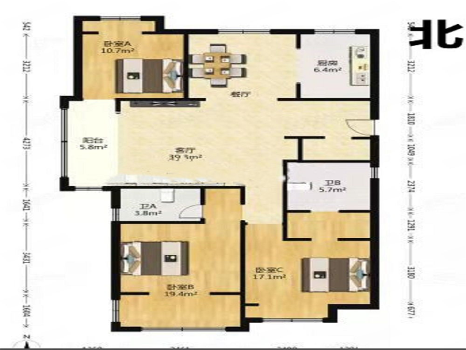 中兴兰溪荟 3室2厅2卫 143m&sup2;