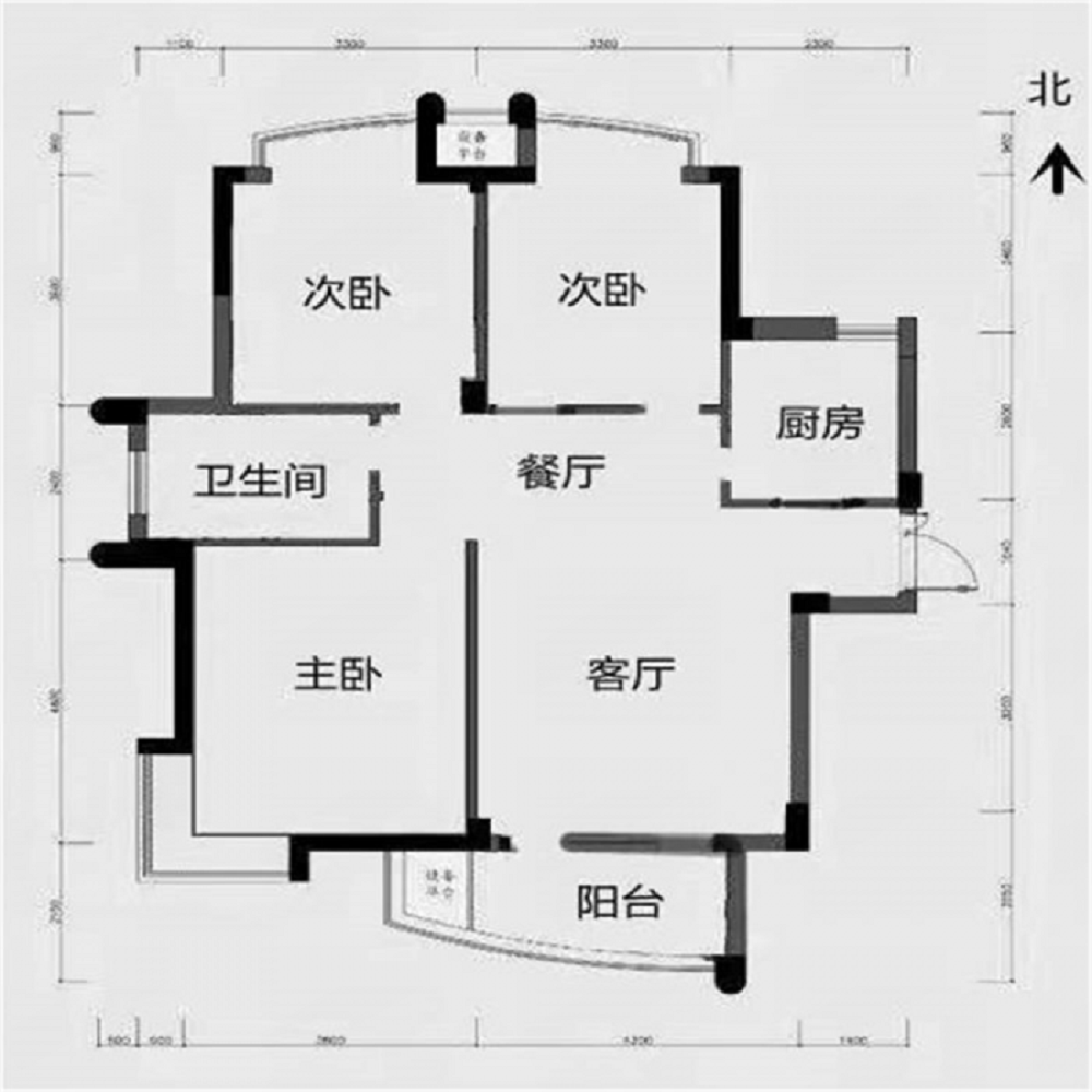 绿城玉兰公寓 3室2厅1卫 120.18m&sup2;