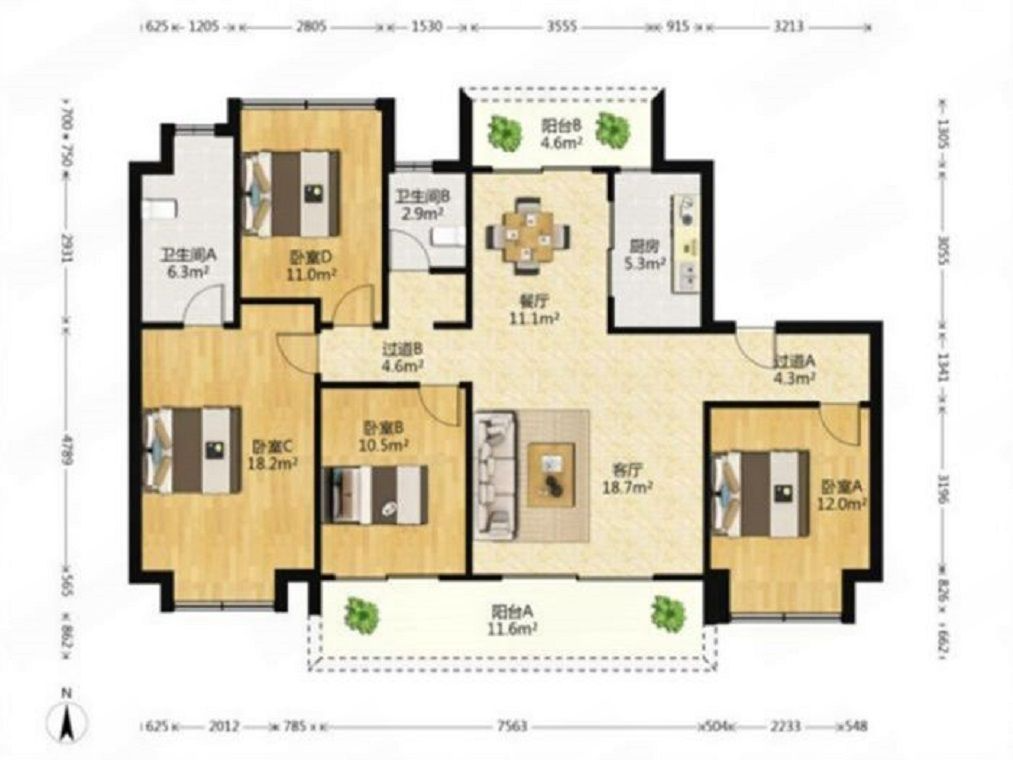 南通碧桂园翡翠华府 3室2厅2卫 144m&sup2;