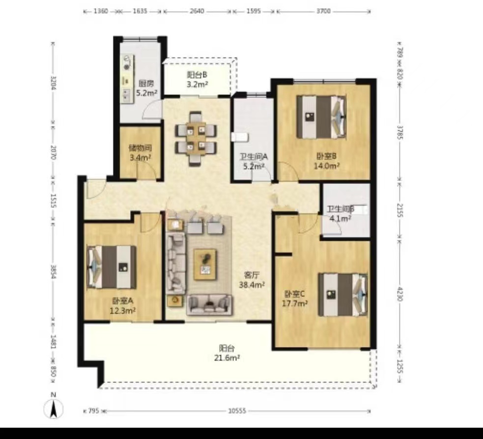 万科白鹭郡 3室2厅2卫 129.74m&sup2;