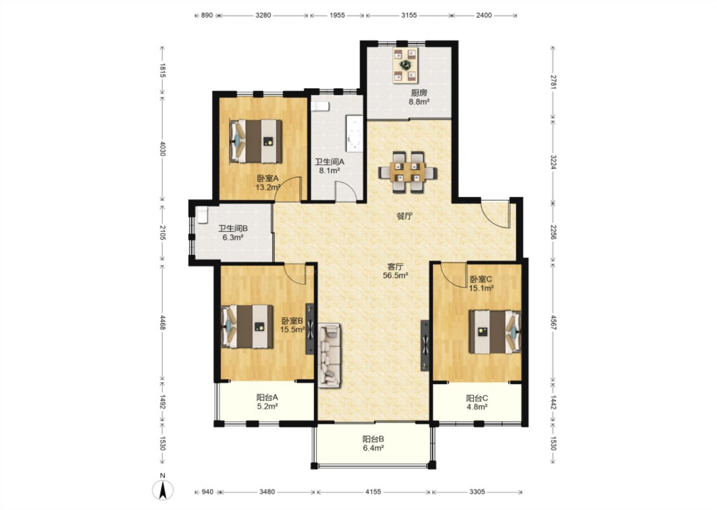 友谊嘉御龙庭 3室2厅2卫 156.87m&sup2;