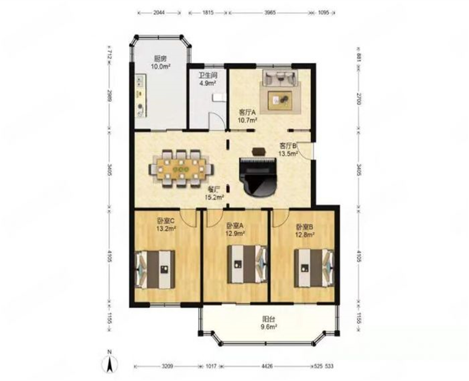德民花苑东区 3室2厅2卫 129.97m&sup2;