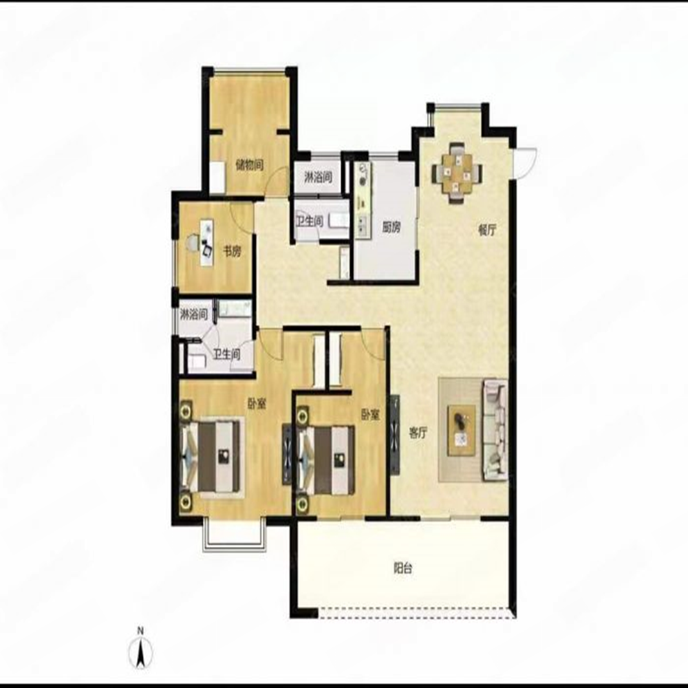 时光漫城 3室2厅2卫 125.00m&sup2;