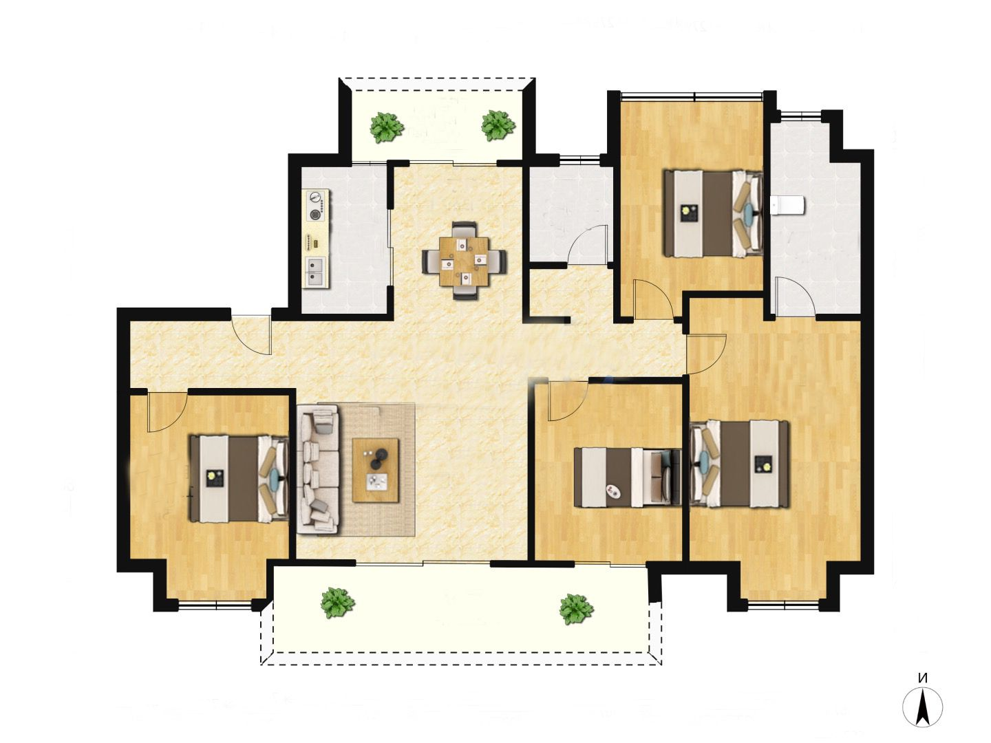 南通碧桂园翡翠华府 4室2厅2卫 144m&sup2;