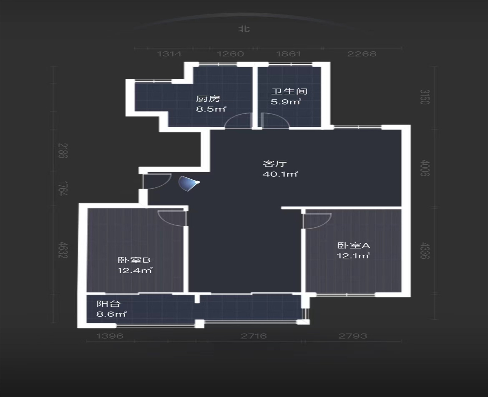 中桥名邸 2室1厅1卫 114.00m&sup2;