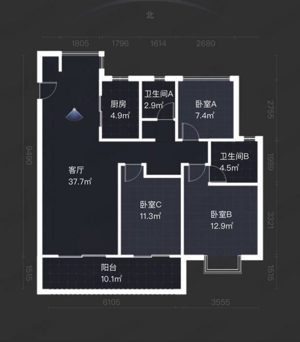 时光漫城 3室2厅2卫 116.5m&sup2;
