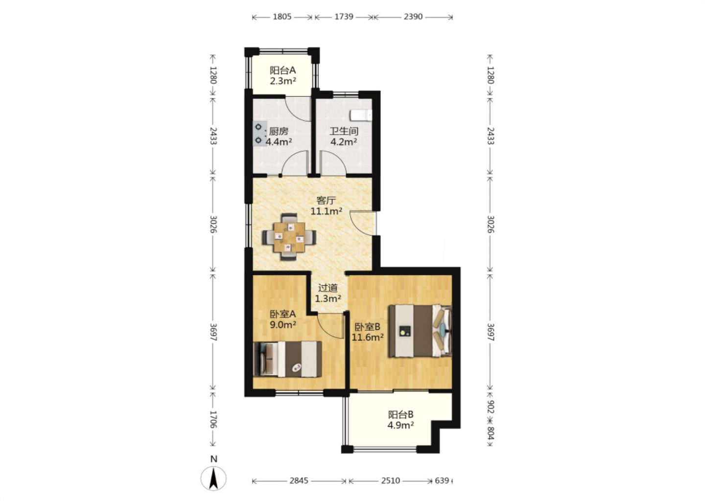 山芝庄新苑 1室1厅1卫 70.00m&sup2;