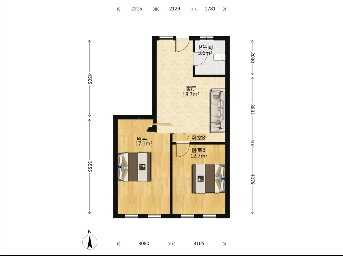 精英汇 1室1厅1卫 58m&sup2;