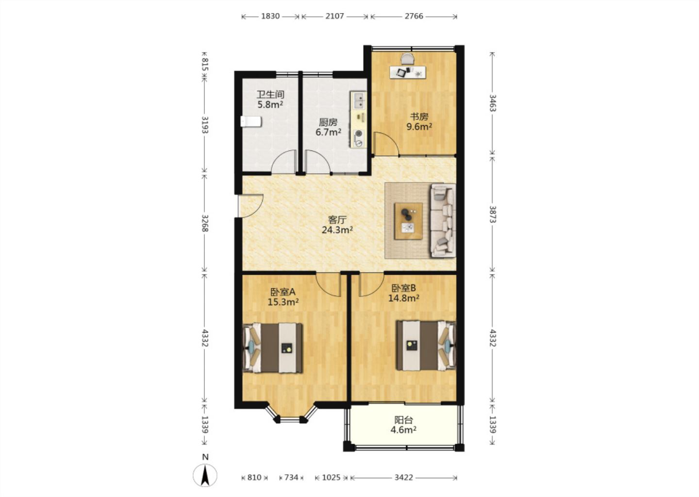 光明南村 3室1厅1卫 96m&sup2;