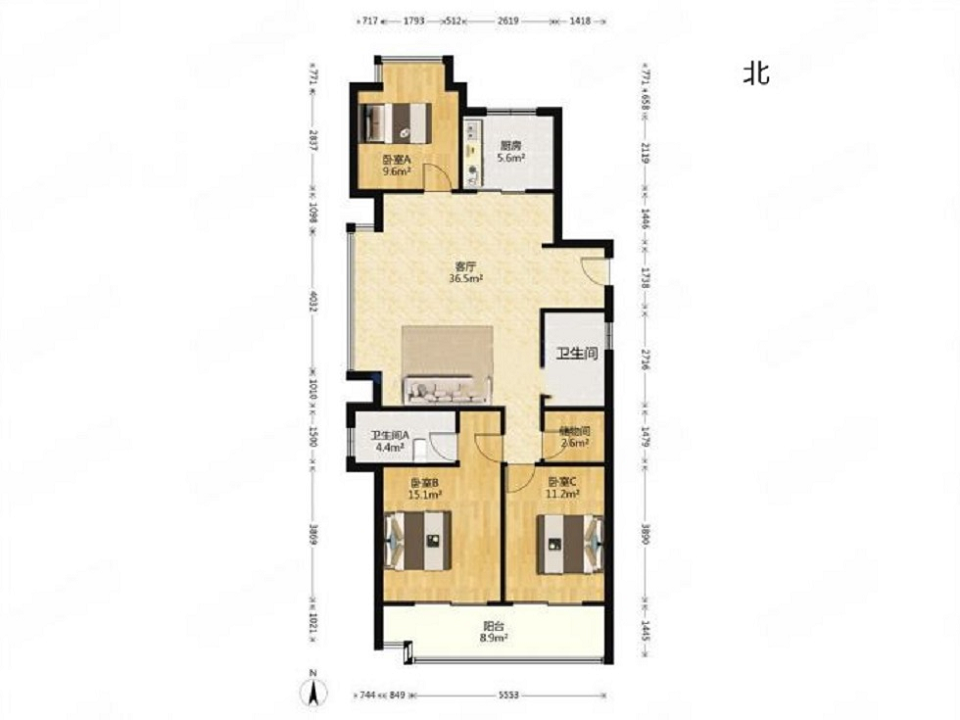 绿城&middot;晓风印月 3室2厅1卫 120m&sup2;