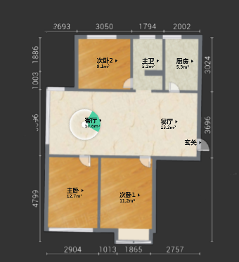 五洲翡丽湾 3室2厅1卫 107.91m&sup2;
