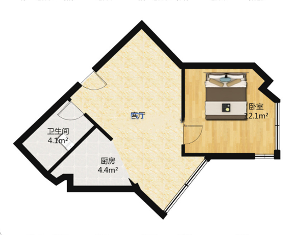 优山美地花园北区 1室1厅1卫 60m&sup2;