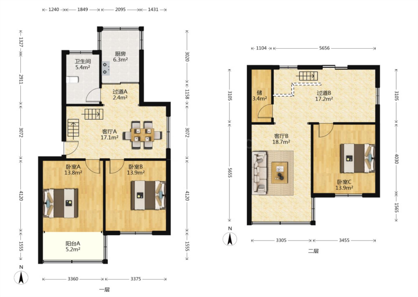 新苑华庭 3室2厅2卫 140.00m&sup2;