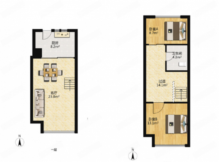 鸿运大厦 2室2厅1卫 58m²
