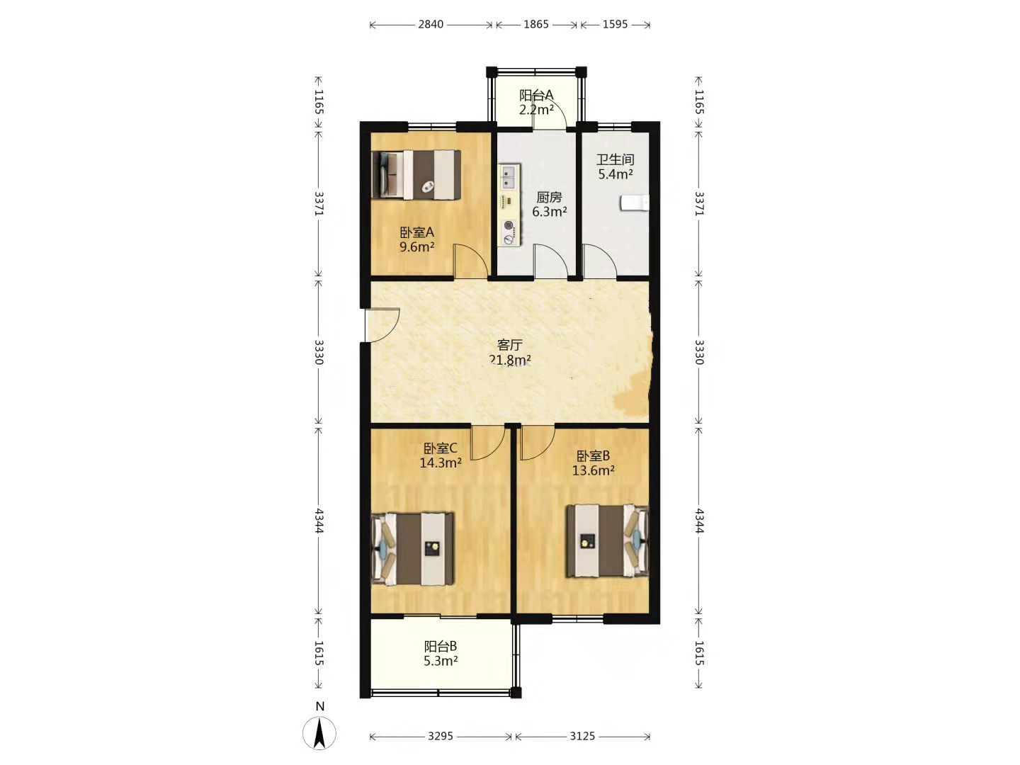 五山新苑 2室1厅1卫 75m&sup2;