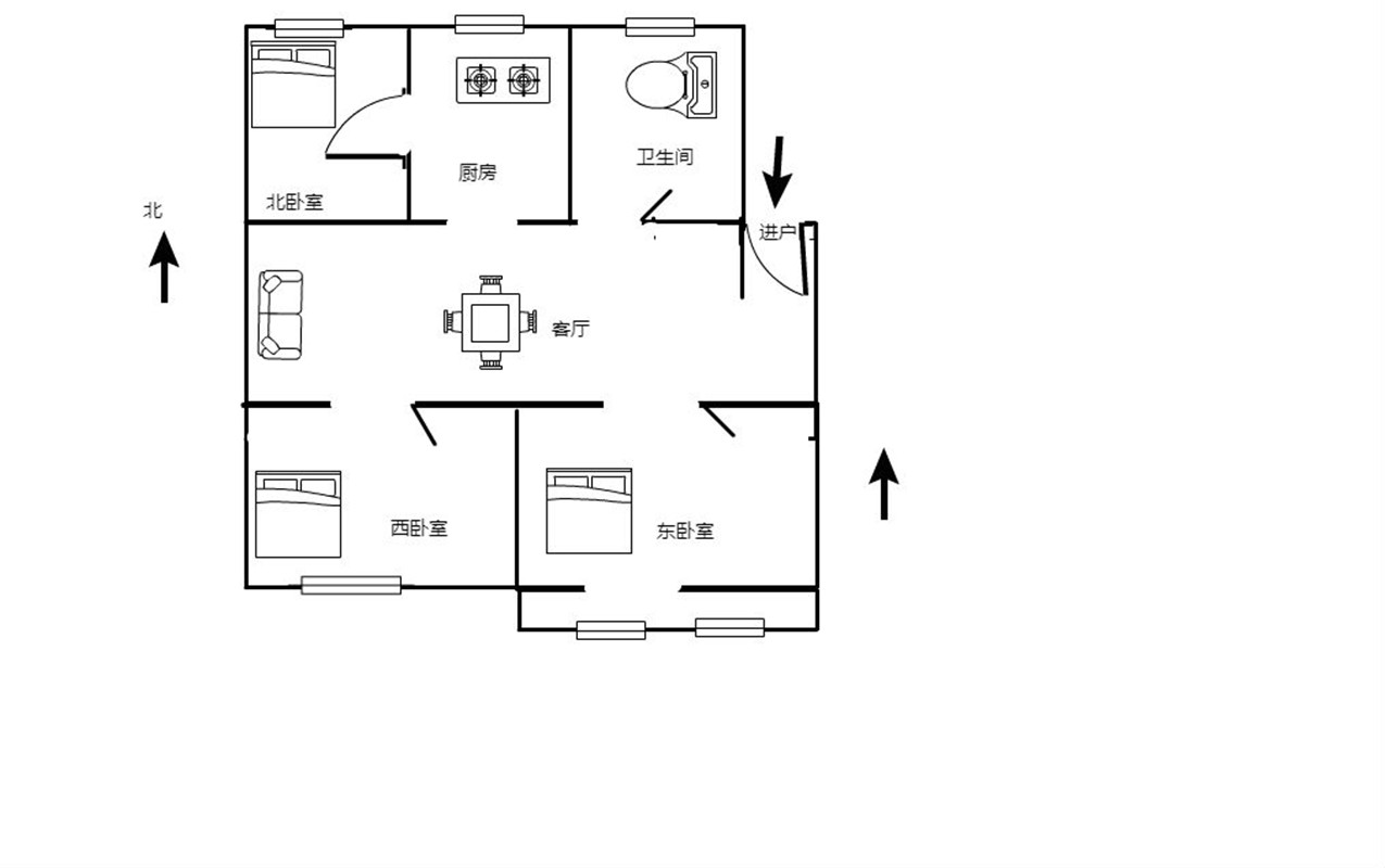 金辉花园 3室1厅1卫 101m&sup2;