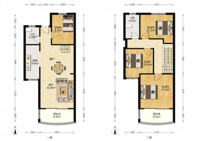 意邦绿墅湾 4室2厅2卫 140.6m&sup2;