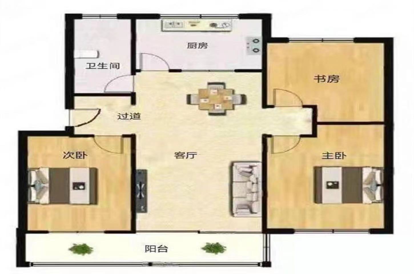 新桃园 3室2厅1卫 107m&sup2;