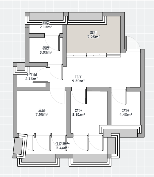 华中园 3室2厅1卫 123.21m&sup2;