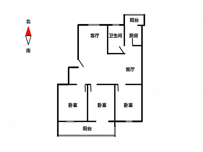 城山花园 3室2厅1卫 125m&sup2;