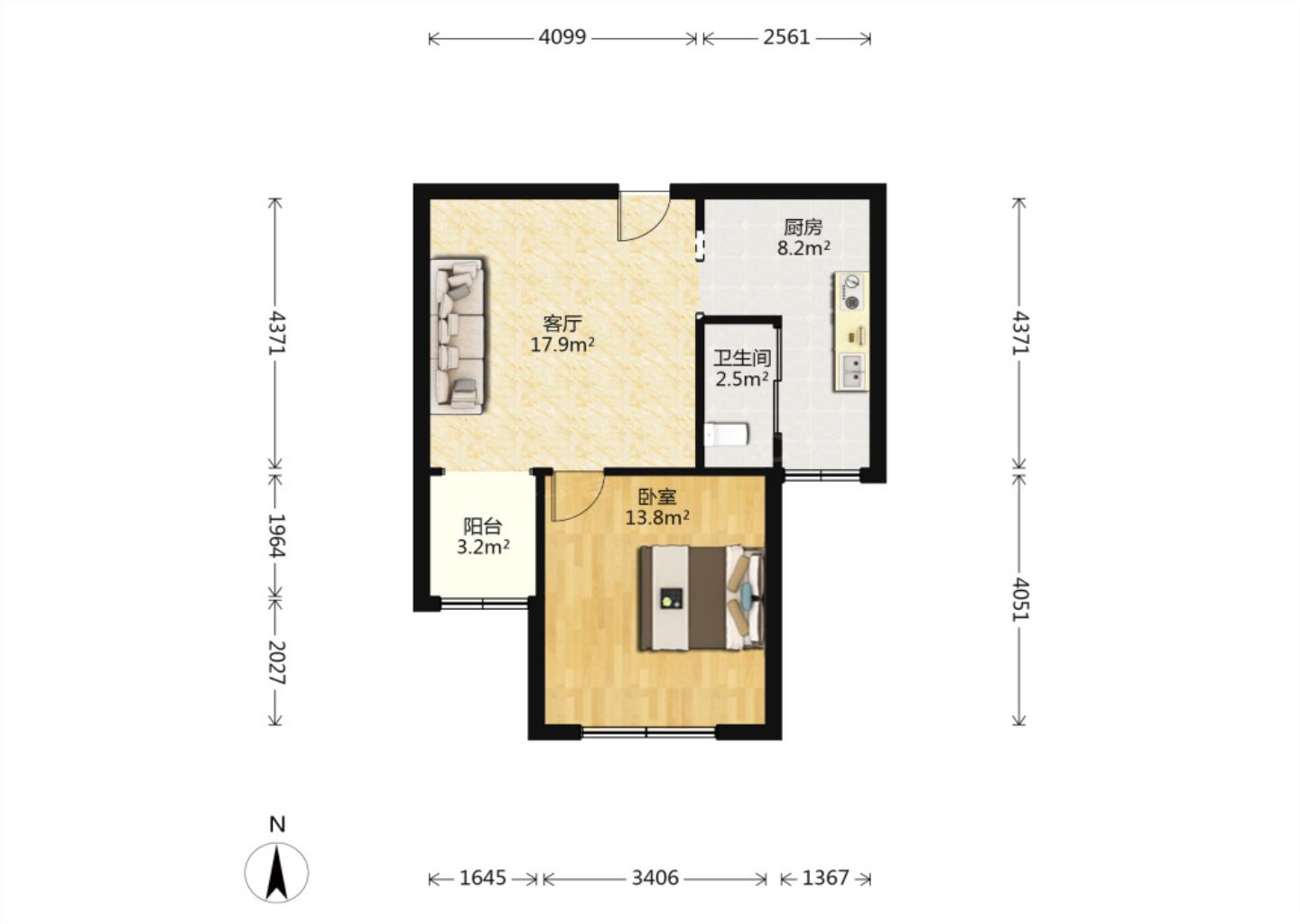 高迪晶城 1室1厅1卫 66.43m&sup2;