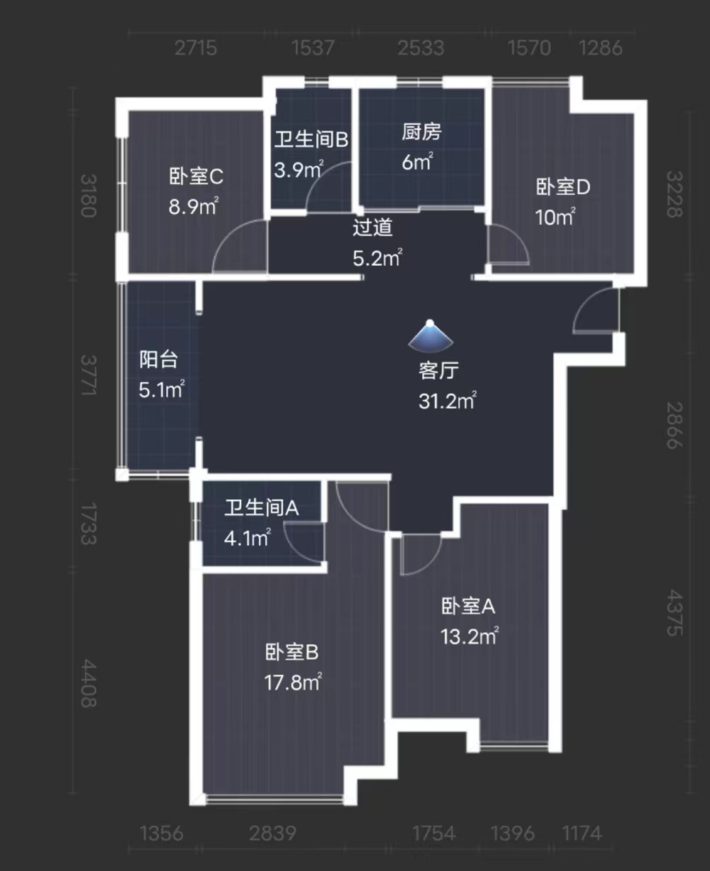 中海碧林湾 4室2厅2卫 125.58m&sup2;