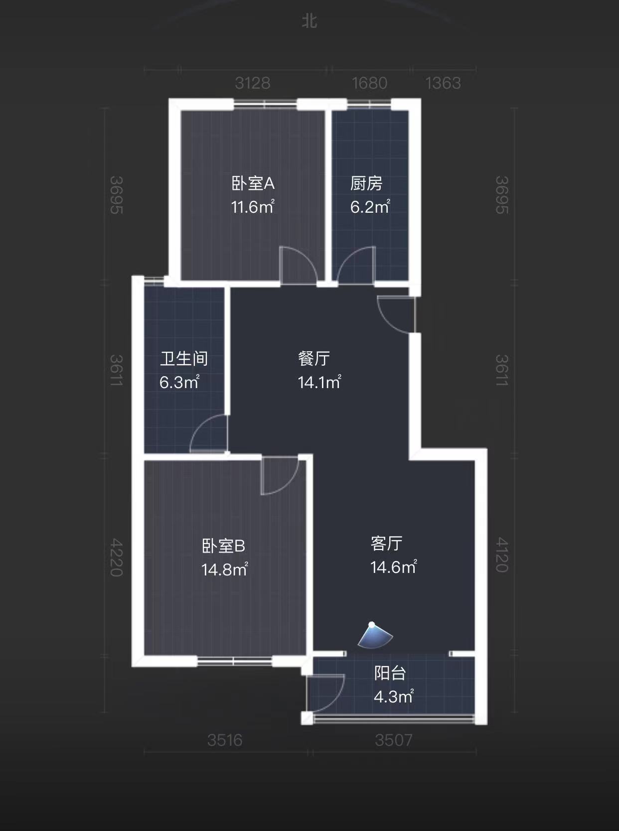 锦安花园 2室1厅1卫 90m&sup2;