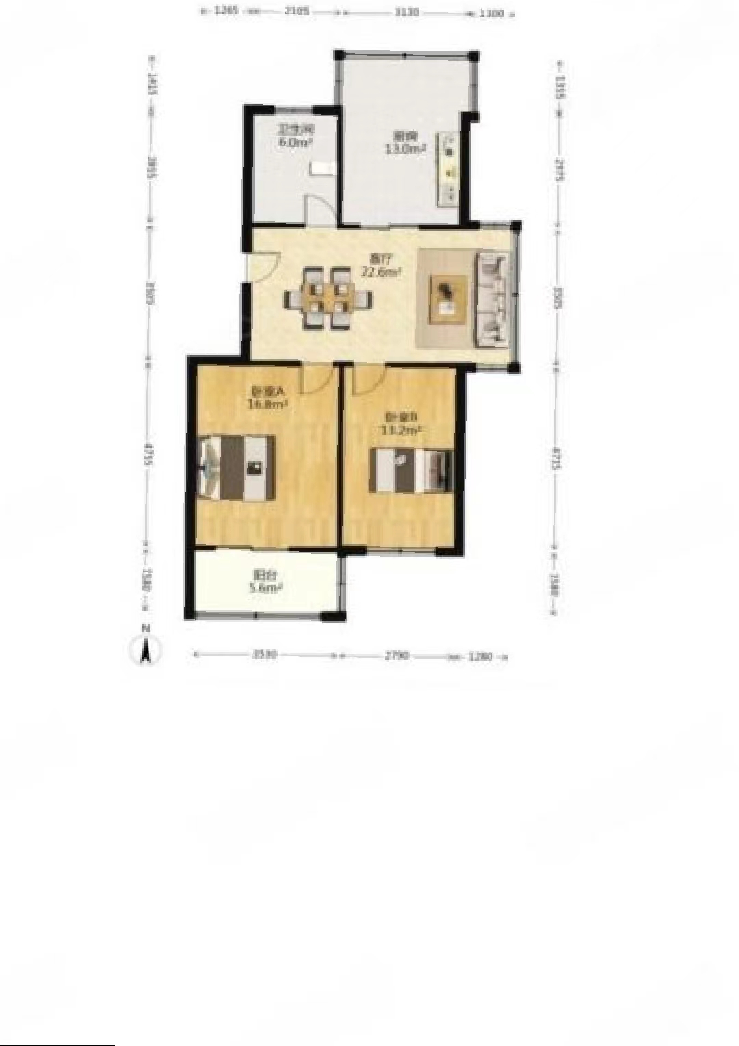 五山公寓 2室1厅1卫 89m&sup2;