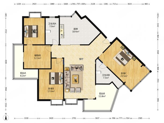 春晖花园 4室2厅2卫 168.8m&sup2;