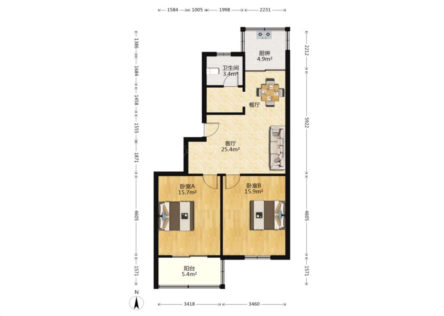 永兴佳园二期 3室2厅1卫 136m&sup2;